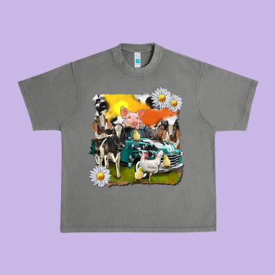 Urban Heavy Tee cowhide farm truck with farm animals