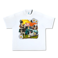 White cowhide farm truck with farm animals Urban Heavy Tee - texasbilliewilder