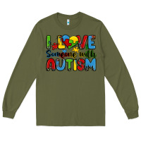 Army Green i love someone with autism Long Sleeve Tee - Zillion Design Studio