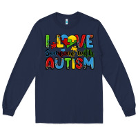 Navy i love someone with autism Long Sleeve Tee - Zillion Design Studio