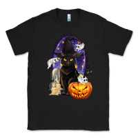 Black Halloween Cat and Pumpkin Classic Tee - texasbilliewilder