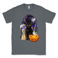 Charcoal Heather Halloween Cat and Pumpkin Classic Tee - texasbilliewilder