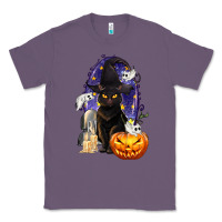 Lavender Halloween Cat and Pumpkin Classic Tee - texasbilliewilder