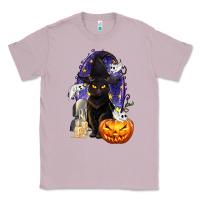 Lilac Halloween Cat and Pumpkin Classic Tee - texasbilliewilder