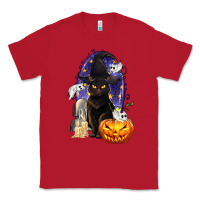 Red Halloween Cat and Pumpkin Classic Tee - texasbilliewilder