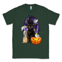 Sports Green Halloween Cat and Pumpkin Classic Tee - texasbilliewilder