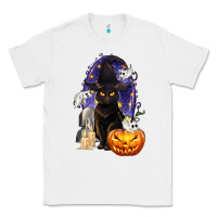 White Halloween Cat and Pumpkin Classic Tee - texasbilliewilder