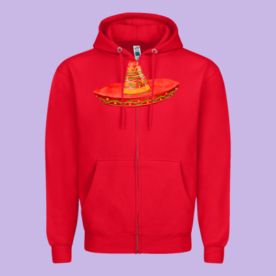 Red Sombrero Fa Element Zipper Hoodie Designed By Fadigitalartstudio