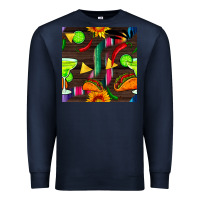 Navy margarita and taco seamless pattern Premium Sweatshirt - BundleAndBundleShop