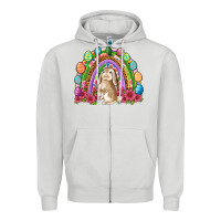 Dove Grey Easter rainbow Bunny Easter Day Zipper Hoodie - Neo Western