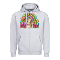 Heather Grey Easter rainbow Bunny Easter Day Zipper Hoodie - Neo Western
