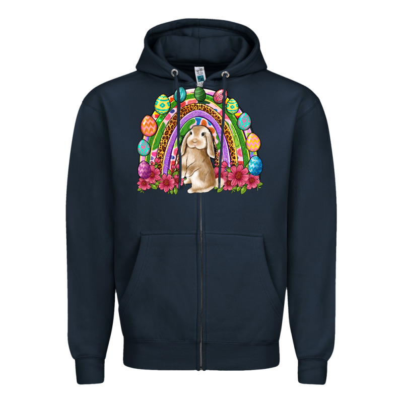 Easter Rainbow Bunny Easter Day Zipper Hoodie by Neo Western | Teevron