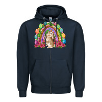 Navy Easter rainbow Bunny Easter Day Zipper Hoodie - Neo Western