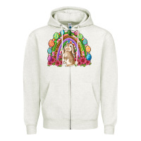 Oatmeal Heather Easter rainbow Bunny Easter Day Zipper Hoodie - Neo Western