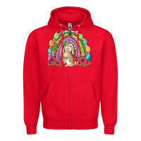 Red Easter rainbow Bunny Easter Day Zipper Hoodie - Neo Western
