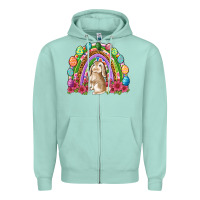 Seafoam Easter rainbow Bunny Easter Day Zipper Hoodie - Neo Western