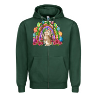Sports Green Easter rainbow Bunny Easter Day Zipper Hoodie - Neo Western