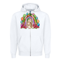 White Easter rainbow Bunny Easter Day Zipper Hoodie - Neo Western