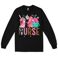Black nurse coffee scrubs rubber gloves Long Sleeve Tee - texasbilliewilder