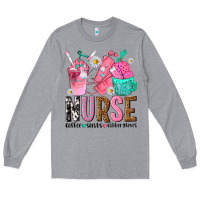 Heather Grey nurse coffee scrubs rubber gloves Long Sleeve Tee - texasbilliewilder