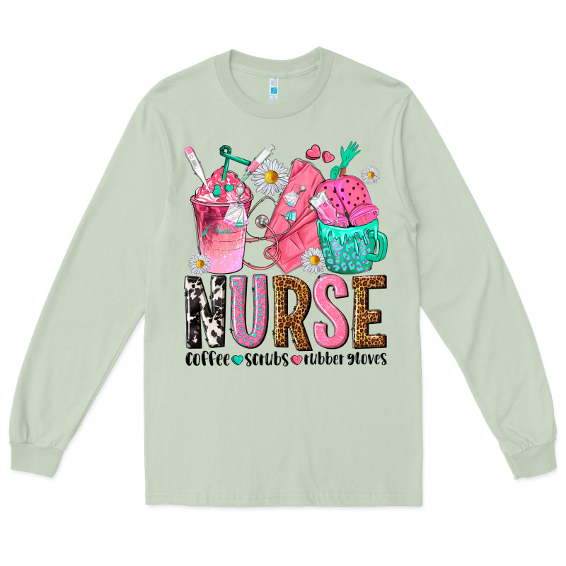 Nurse Coffee Scrubs Rubber Gloves Long Sleeve Tee by texasbilliewilder | Teevron