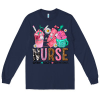 Navy nurse coffee scrubs rubber gloves Long Sleeve Tee - texasbilliewilder