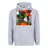 Heather Grey halloween ghost and headstone seamless pattern Heavyweight Hoodie - BundleAndBundleShop