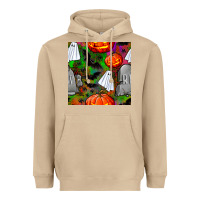 Mushroom halloween ghost and headstone seamless pattern Heavyweight Hoodie - BundleAndBundleShop