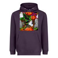 Plum halloween ghost and headstone seamless pattern Heavyweight Hoodie - BundleAndBundleShop
