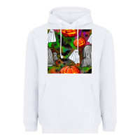 Halloween Ghost And Headstone Seamless Pattern Heavyweight Hoodie | Teevron