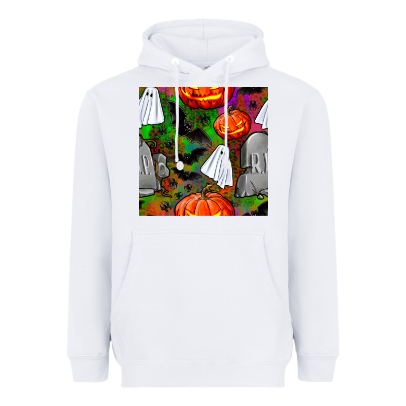 Halloween Ghost And Headstone Seamless Pattern Heavyweight Hoodie by BundleAndBundleShop | Teevron