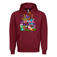 Burgundy Easter gnomies truck Easter Day Zipper Hoodie - Neo Western