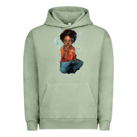 Pigment Oil Green afro black boy Urban Hoodie - NancyCooperArtShop