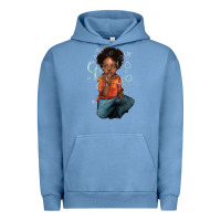 Pigment Pebble Blue afro black boy Urban Hoodie - NancyCooperArtShop