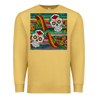 Antique Gold sugar skull seamless pattern Premium Sweatshirt - BundleAndBundleShop