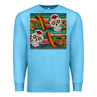 Ocean Blue sugar skull seamless pattern Premium Sweatshirt - BundleAndBundleShop