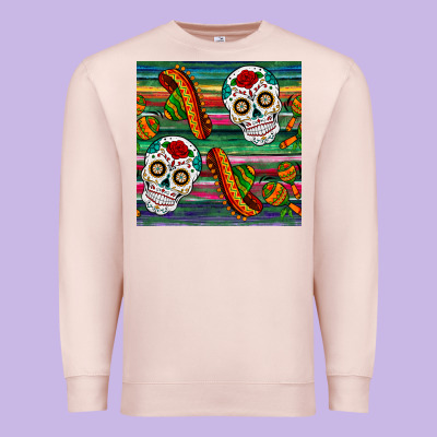 Sugar Skull Seamless Pattern Premium Sweatshirt Designed By Bundleandbundleshop