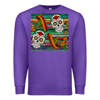 Purple sugar skull seamless pattern Premium Sweatshirt - BundleAndBundleShop