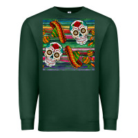 Sports Green sugar skull seamless pattern Premium Sweatshirt - BundleAndBundleShop