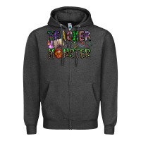 Charcoal Heather teacher of monster Zipper Hoodie - CowhideDigitalArt