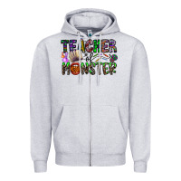 Heather Grey teacher of monster Zipper Hoodie - CowhideDigitalArt