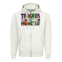 Oatmeal Heather teacher of monster Zipper Hoodie - CowhideDigitalArt