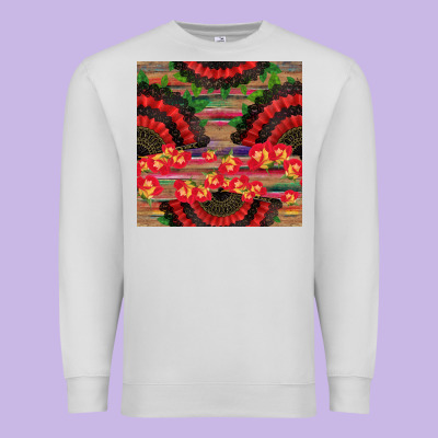 Spanish Hand Fan Seamless Pattern Premium Sweatshirt Designed By Bundleandbundleshop