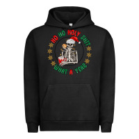 Pigment Black ho ho holly shit skeleton santa Urban Hoodie - MaliasSmallBusiness