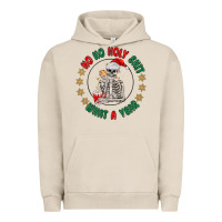 Pigment French Oak ho ho holly shit skeleton santa Urban Hoodie - MaliasSmallBusiness