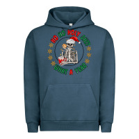 Pigment Midnight Navy ho ho holly shit skeleton santa Urban Hoodie - MaliasSmallBusiness