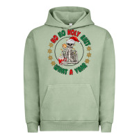 Pigment Oil Green ho ho holly shit skeleton santa Urban Hoodie - MaliasSmallBusiness