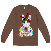 Chestnut bull terrier with christmas lights Long Sleeve Tee - RanaPortraitStore