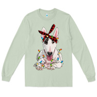 Matcha bull terrier with christmas lights Long Sleeve Tee - RanaPortraitStore