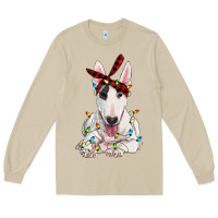 Mushroom bull terrier with christmas lights Long Sleeve Tee - RanaPortraitStore